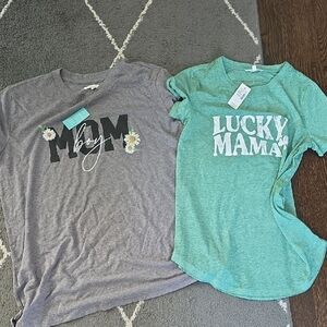 Gray and Green Graphic Kids T-Shirts